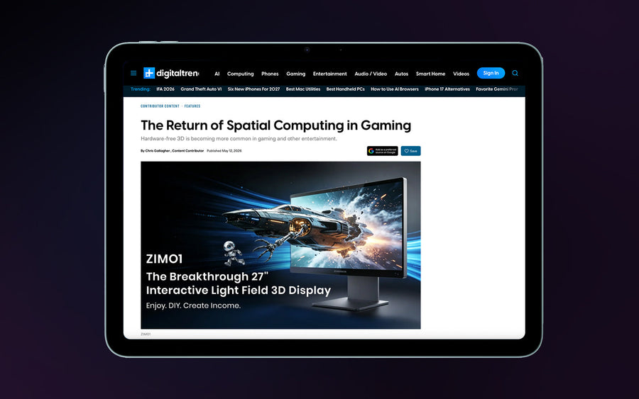 Our ZIMO1 Interactive Light‑Field 3D Monitor Has Been Featured by Digital Trends