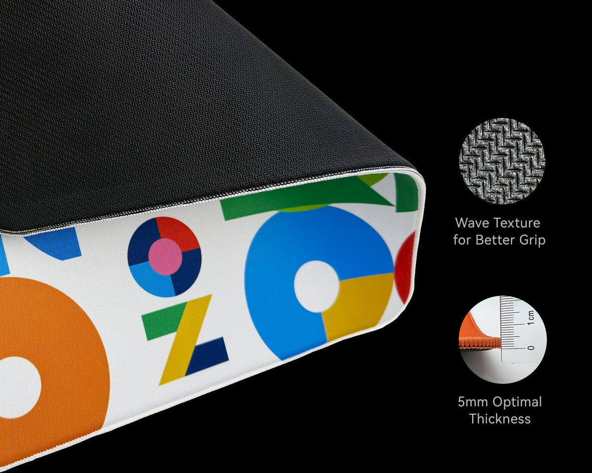 Rolled corner of the Zondision e-sports mouse pad showing the X-Soft rubber base and wave texture